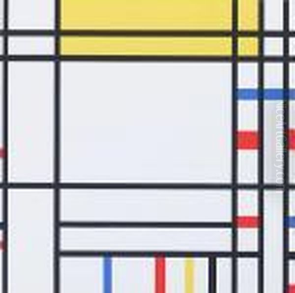 Compostition With Black Lines Oil Painting by Piet Mondrian