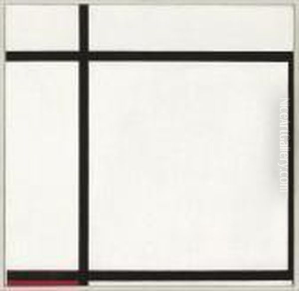 Composition Ii, With Red Oil Painting by Piet Mondrian