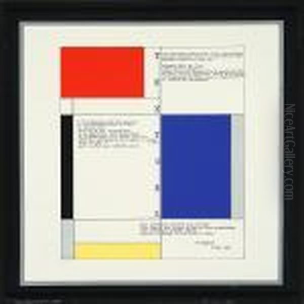 Neoplastic Composition With Poem Oil Painting by Piet Mondrian