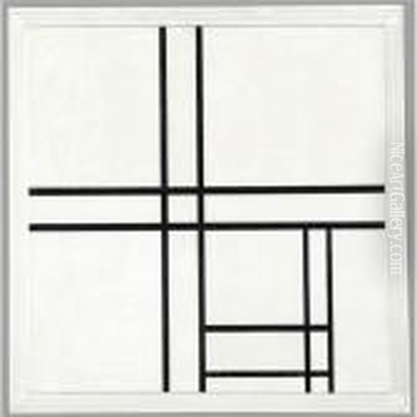 Composition In Black And White, With Double Lines Oil Painting by Piet Mondrian