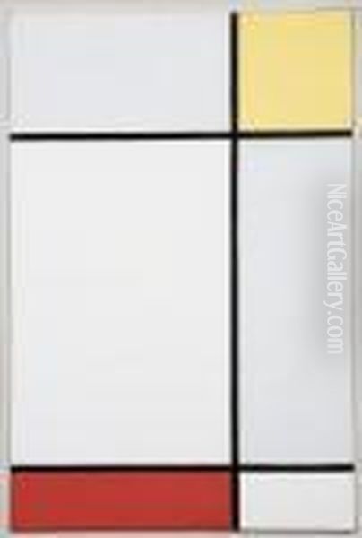 Composition With Yellow And Red Oil Painting by Piet Mondrian