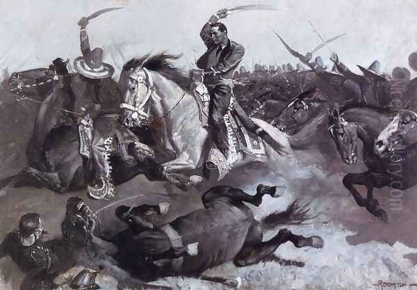 Down go Horses and Men Oil Painting by Frederic Remington