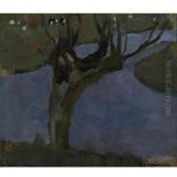 Irrigation Ditch With Mature Willow by Piet Mondrian