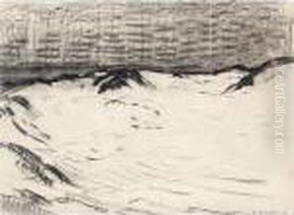 Drawing For Pointillist Study With Dunes And Sea Oil Painting by Piet Mondrian