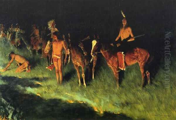 The Grass Fire Oil Painting by Frederic Remington