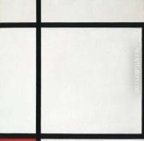 Composition Ii, With Red (composition In A Square) Oil Painting by Piet Mondrian