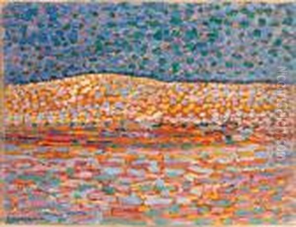 Pointillist Dune Study, Crest At Left Oil Painting by Piet Mondrian