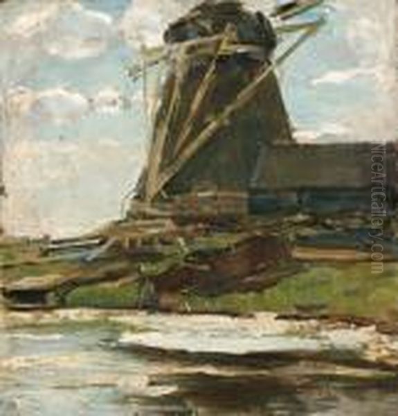 Oostzijdse Mill With Cropped Wings Oil Painting by Piet Mondrian