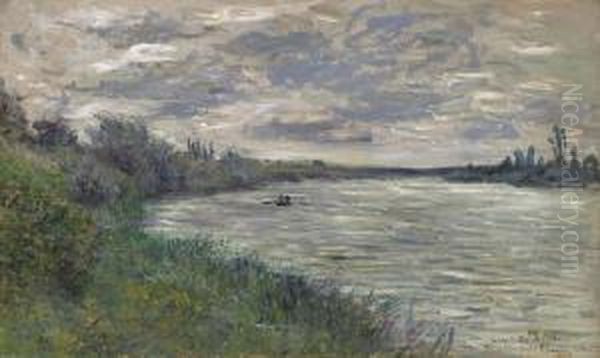 La Seine Pres De Vetheuil, Temps Orageux Oil Painting by Claude Oscar Monet