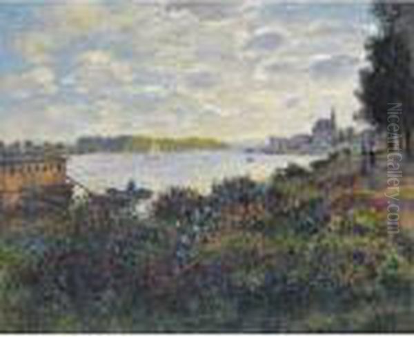 La Seine A Argenteuil Oil Painting by Claude Oscar Monet