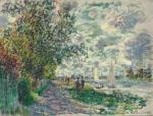 La Berge Du Petit-gennevilliers Oil Painting by Claude Oscar Monet