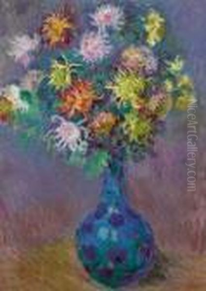 Vase De Chrysanthemes Oil Painting by Claude Oscar Monet