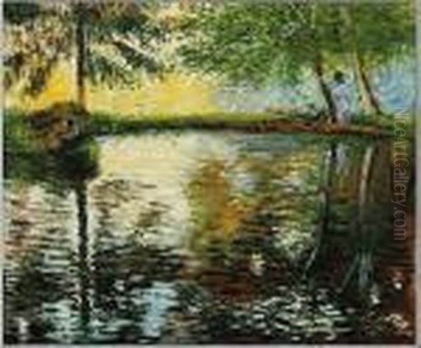 Monet - The Pond At Montgeron Oil Painting by Claude Oscar Monet