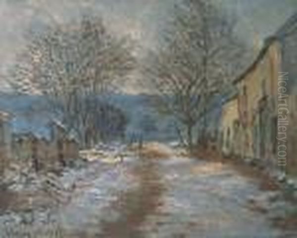 Effet De Neige A Limetz Oil Painting by Claude Oscar Monet