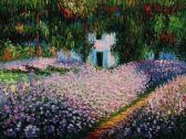 Artist's Garden At Giverny Oil Painting by Claude Oscar Monet