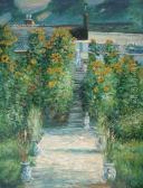 Artist's Garden At Vetheuil Oil Painting by Claude Oscar Monet