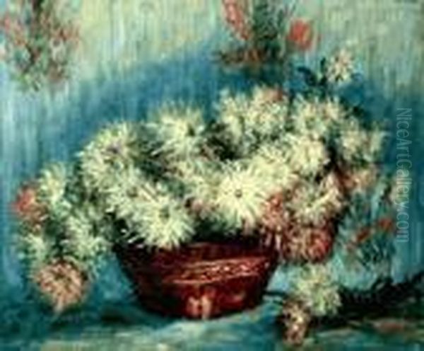 Chrysanthemums Oil Painting by Claude Oscar Monet