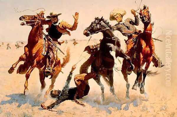 Breaking Horses Oil Painting by Frederic Remington