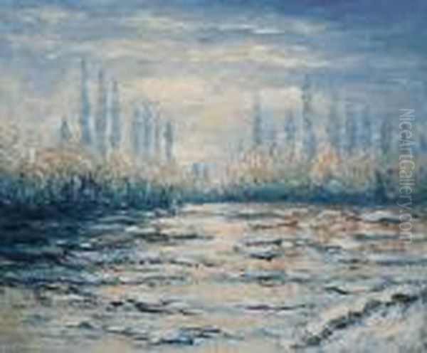 Floating Ice Near Vetheuil Oil Painting by Claude Oscar Monet