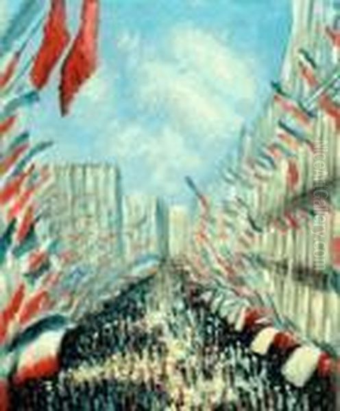 La Rue Montorgueil, Paris, Festival Of June 30 1878 Oil Painting by Claude Oscar Monet