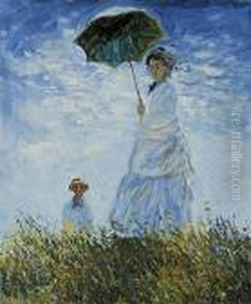 Madame Monet And Her Son Oil Painting by Claude Oscar Monet