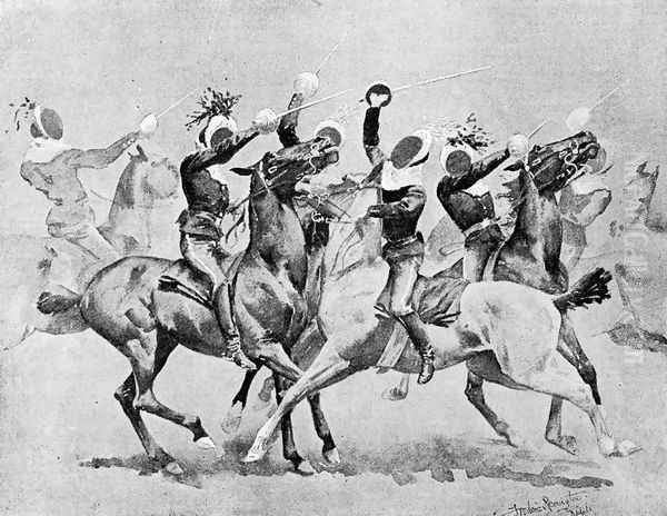 Sketches at the Circus of Troop 'A' Oil Painting by Frederic Remington