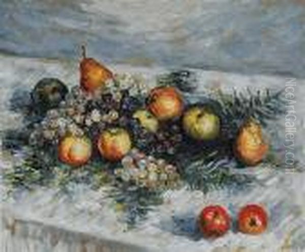 Pears And Grapes Oil Painting by Claude Oscar Monet