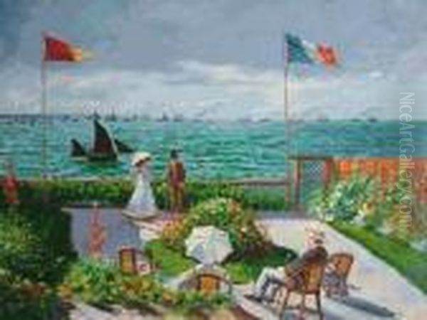 Terrace At St. Adresse Oil Painting by Claude Oscar Monet