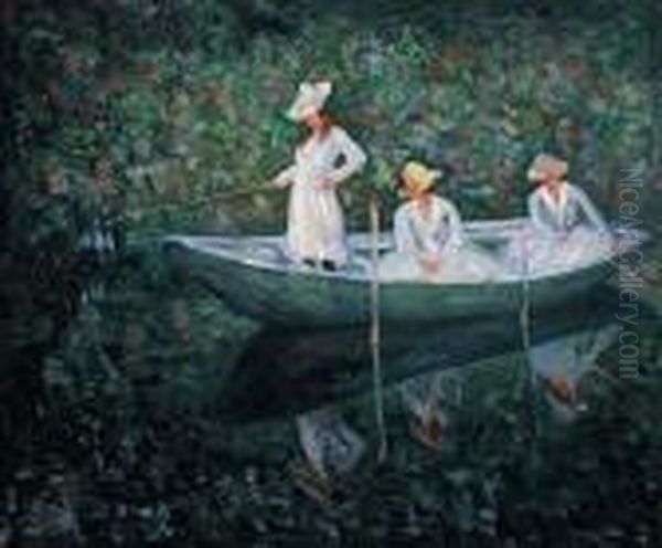 The Boat At Giverny Oil Painting by Claude Oscar Monet