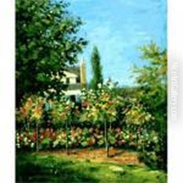 Apple Trees In Bloom Oil Painting by Claude Oscar Monet