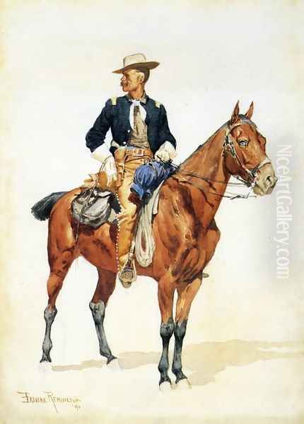 Lieutenant S. C. Robertson, Chief of the Crow Scouts Oil Painting by Frederic Remington