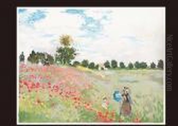 Corn Poppy Field Oil Painting by Claude Oscar Monet