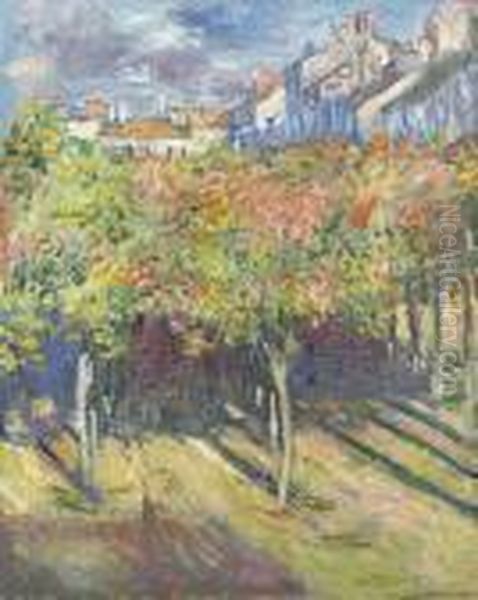 Les Tilleuls A Poissy Oil Painting by Claude Oscar Monet