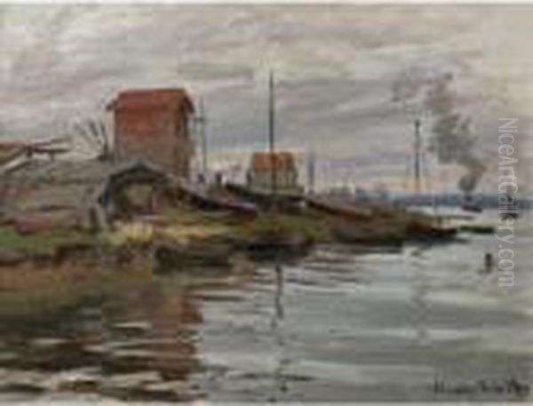 La Seine Au Petit-gennevilliers Oil Painting by Claude Oscar Monet