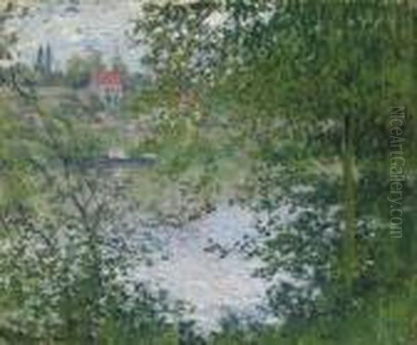 A Travers Les Arbres, Ile De La Grande Jatte Oil Painting by Claude Oscar Monet