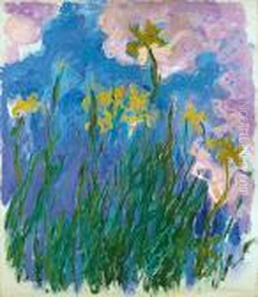 Iris Jaunes, 1924-1925 Oil Painting by Claude Oscar Monet