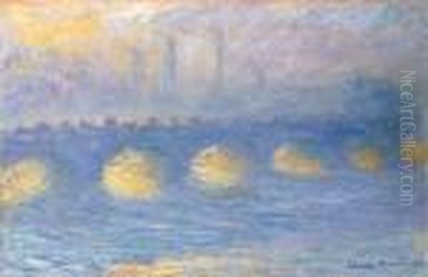 Waterloo Bridge, Temps Couvert Oil Painting by Claude Oscar Monet