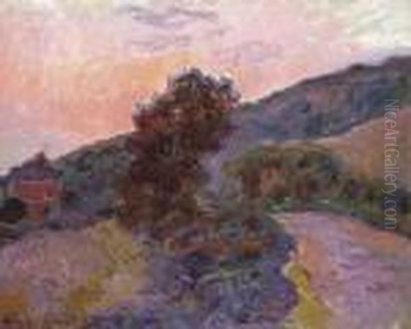 Coucher De Soleil A Giverny Oil Painting by Claude Oscar Monet