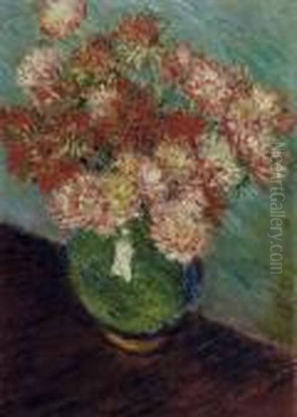 Vase De Chrysanthemes Oil Painting by Claude Oscar Monet