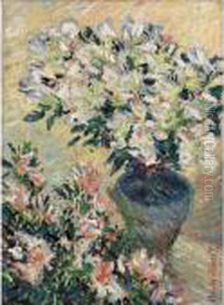 Azalees Blanches En Pot Oil Painting by Claude Oscar Monet