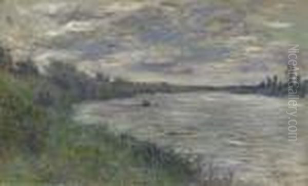 La Seine Pres De Vetheuil, Temps Orageux Oil Painting by Claude Oscar Monet