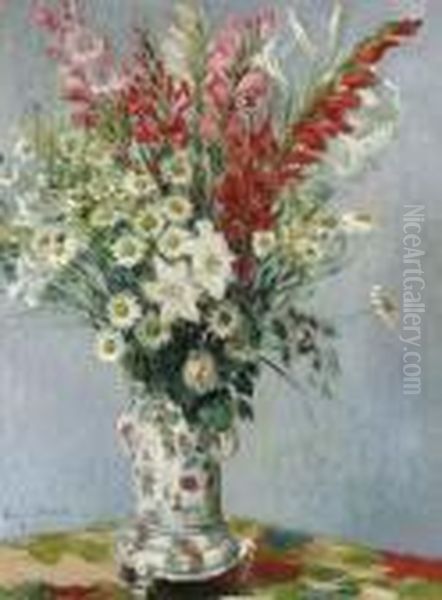 Bouquet De Glaieuls, Lis Et Marguerites Oil Painting by Claude Oscar Monet