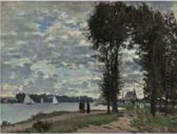 Les Bords De La Seine A Argenteuil Oil Painting by Claude Oscar Monet