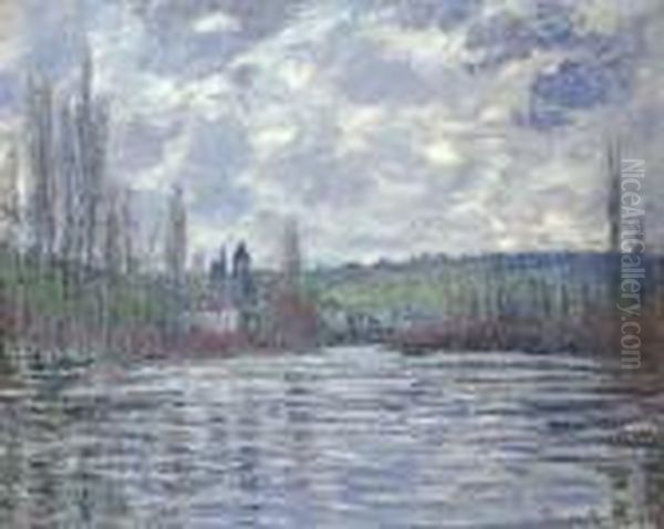 La Seine En Crue A Vetheuil Oil Painting by Claude Oscar Monet