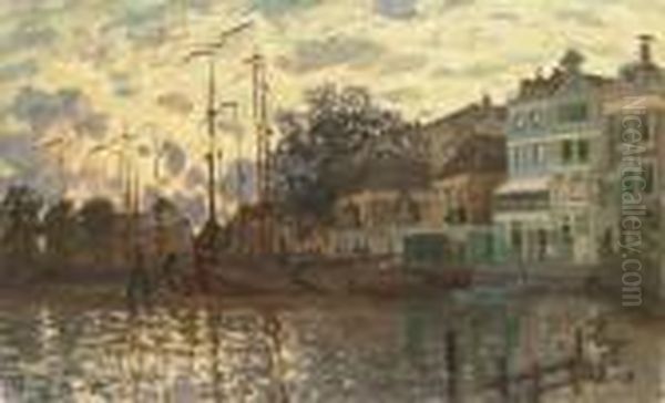 Le Dam A Zaandam, Le Soir Oil Painting by Claude Oscar Monet