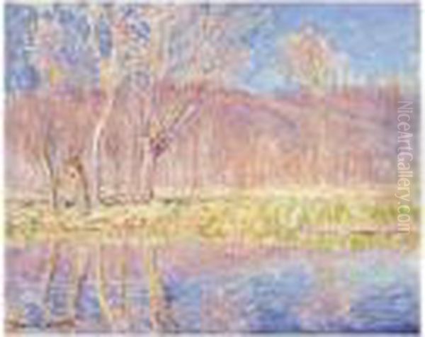 Arbres Au Bord De L'eau. Printemps A Giverny Oil Painting by Claude Oscar Monet