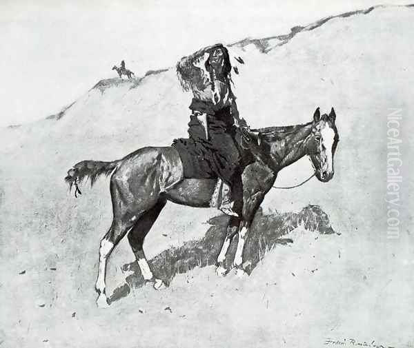 Hostiles Watching the column Oil Painting by Frederic Remington