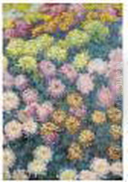 Massif De Chrysanthemes Oil Painting by Claude Oscar Monet