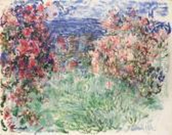 La Maison Dans Les Roses Oil Painting by Claude Oscar Monet