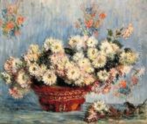 Chrysanthmes Oil Painting by Claude Oscar Monet